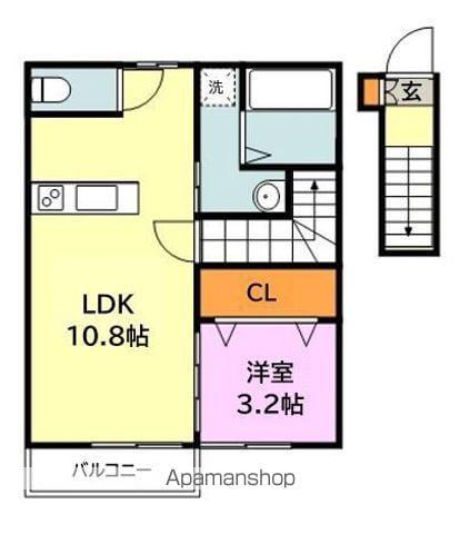 シャルム岡垣3(1LDK/2階)の間取り写真