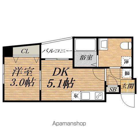 せれにて 04(1DK/10階)の間取り写真