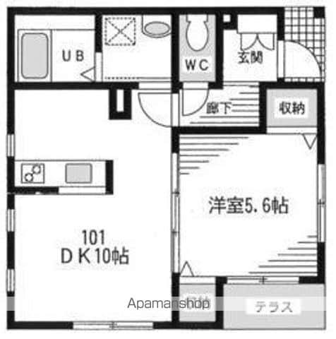 びーとる千早(1LDK/1階)の間取り写真