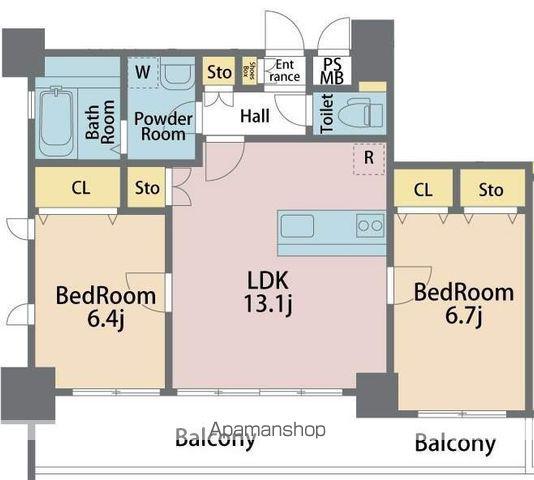 プレシャス・ロジェ 公園前(2LDK/8階)の間取り写真