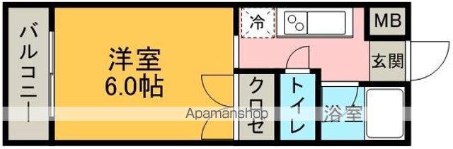 パシフィック多の津(1K/2階)の間取り写真