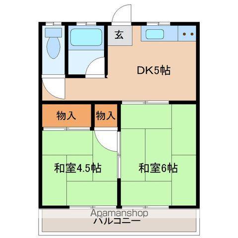 丹野アパート(2DK/2階)の間取り写真