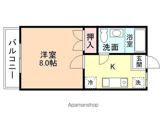 レジデンス万葉(1K/2階)の間取り写真