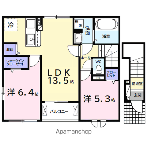 アルタハイムB(2LDK/2階)の間取り写真