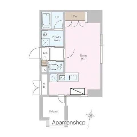 カスタリア大町(ワンルーム/2階)の間取り写真