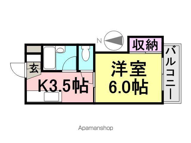 パークサイドU(1K/4階)の間取り写真