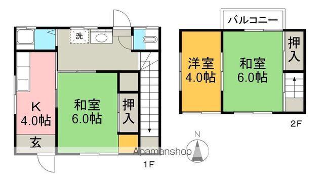 とさでん交通桟橋線 桟橋通四丁目駅 徒歩14分 2階建 築30年(3K)の間取り写真