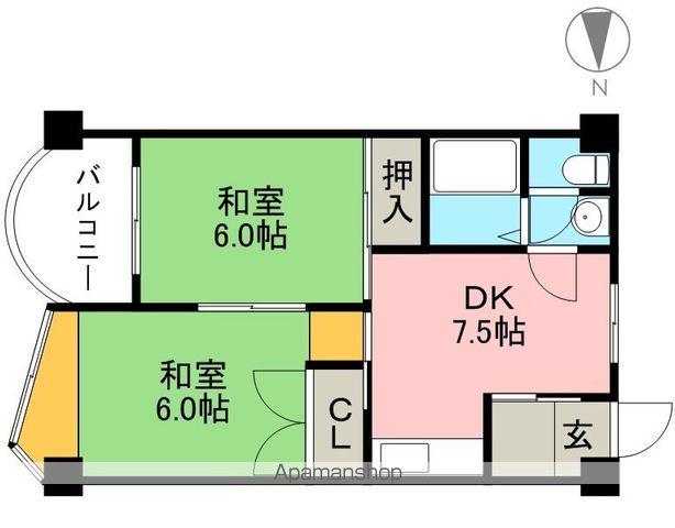 インペリアル西本1(2DK/3階)の間取り写真