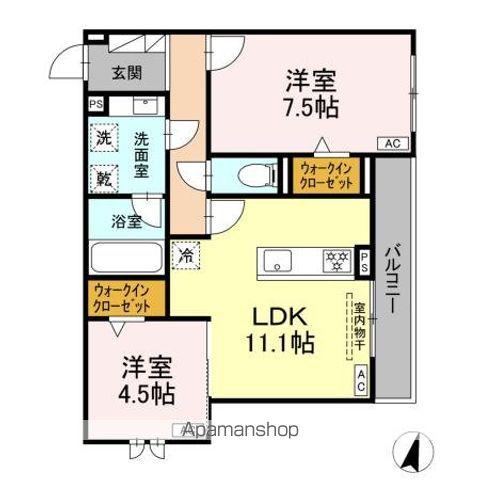 アメニティコート(2LDK/2階)の間取り写真