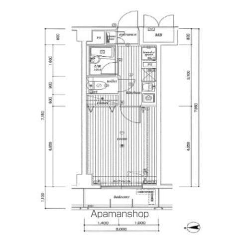 サンテミリオン八王子中町(1K/4階)の間取り写真