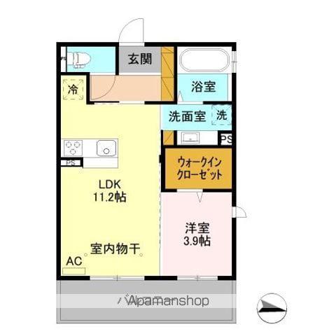 ライフコア吉田小町(1LDK/3階)の間取り写真
