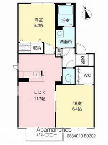 美穂の里 弐番館(2LDK/2階)の間取り写真