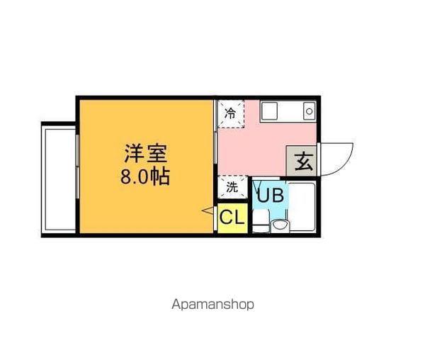 シティ西新ABCD棟(1DK/1階)の間取り写真