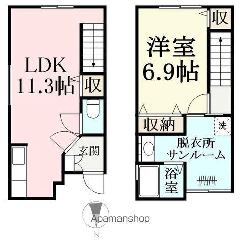 フォーウエルズ(1LDK/1階)の間取り写真