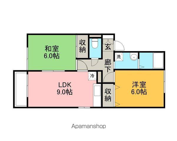 ラヴェルムA棟(2LDK/2階)の間取り写真