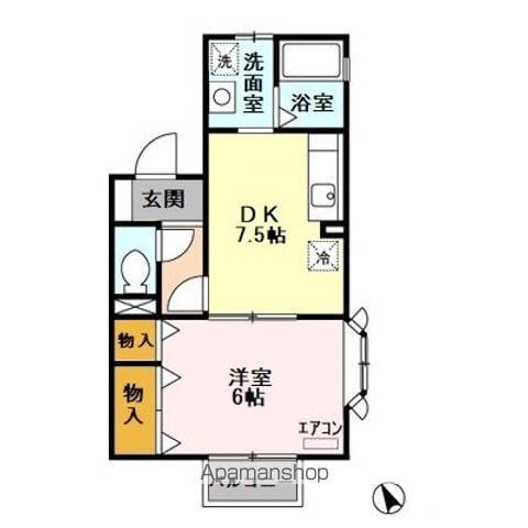 ヴェルテすみれ(1DK/2階)の間取り写真