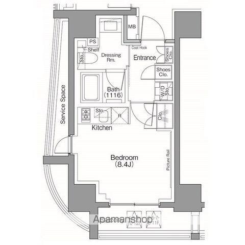 ザ・パークハビオSOHO南青山(ワンルーム/2階)の間取り写真