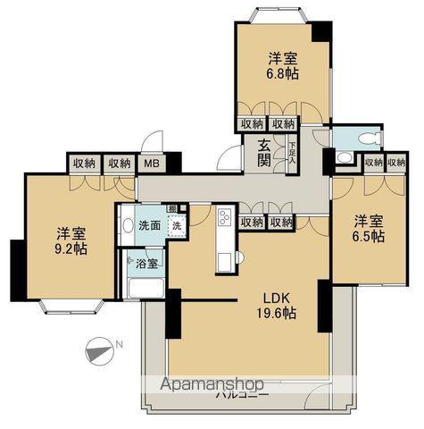 上幟町パークマンション(3LDK/3階)の間取り写真