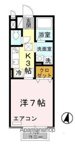 グランシャリオ(1K/1階)の間取り写真