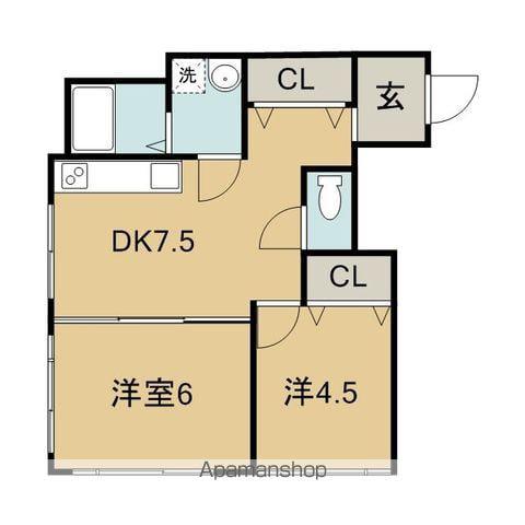 西越ビル(2DK/2階)の間取り写真