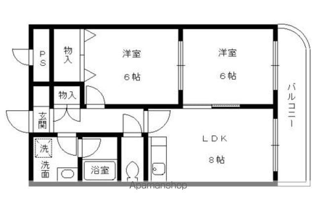 シャトル新御池(2LDK/3階)の間取り写真
