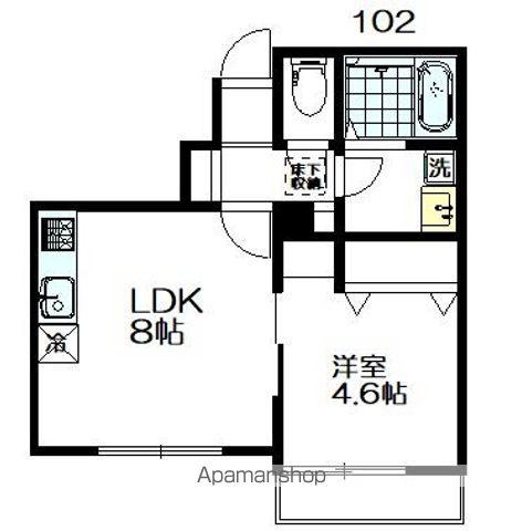 COLORARE(1LDK/1階)の間取り写真
