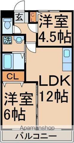 グランドール岡野A(2LDK/2階)の間取り写真