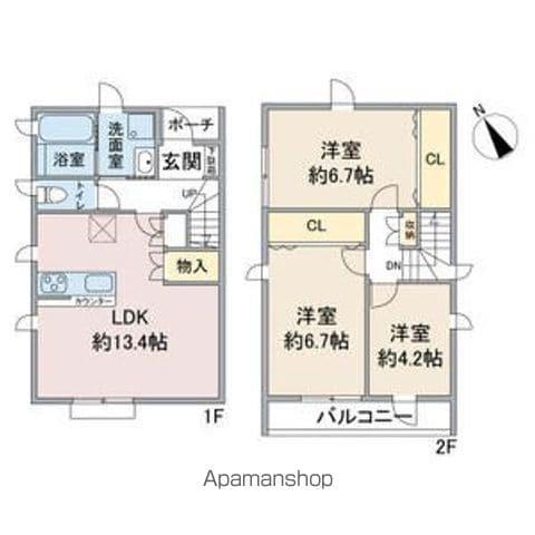 東海道本線 南大高駅 徒歩17分 2階建 築3年(3LDK)の間取り写真