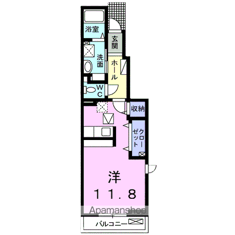 リガーレ(ワンルーム/1階)の間取り写真