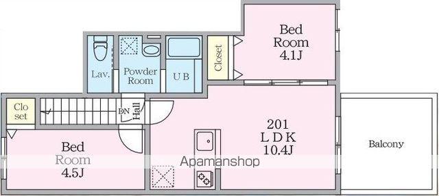 ミハス中野Ⅱ(2LDK/2階)の間取り写真