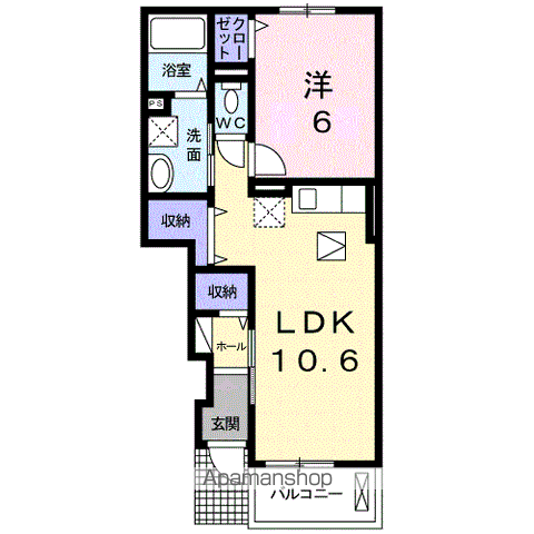 NMONⅡ J(1LDK/1階)の間取り写真