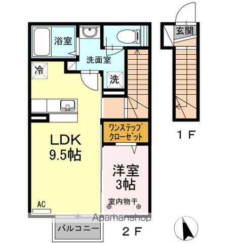 コウジィーコートI(1LDK/2階)の間取り写真
