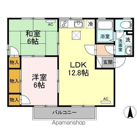 ノール・シャトー A棟(2LDK/1階)の間取り写真