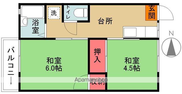 ハイツ北双(2K/2階)の間取り写真