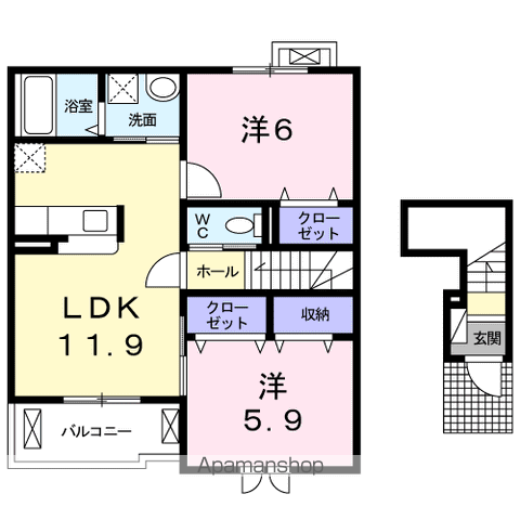 プリート カーサ(2LDK/2階)の間取り写真