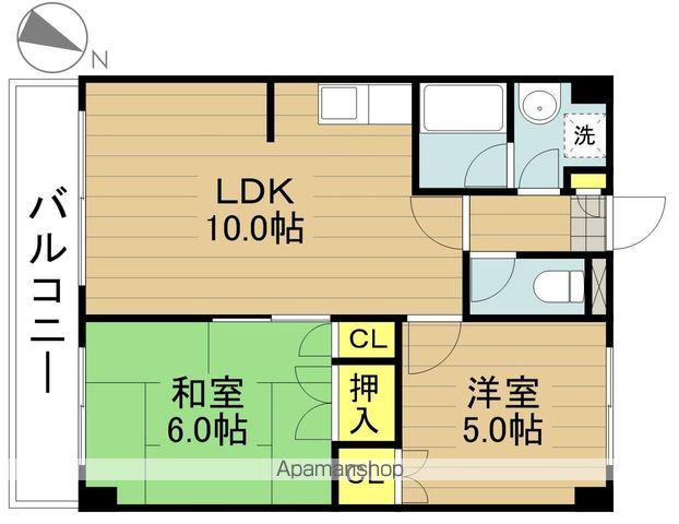 リバーサイド共栄(2LDK/5階)の間取り写真
