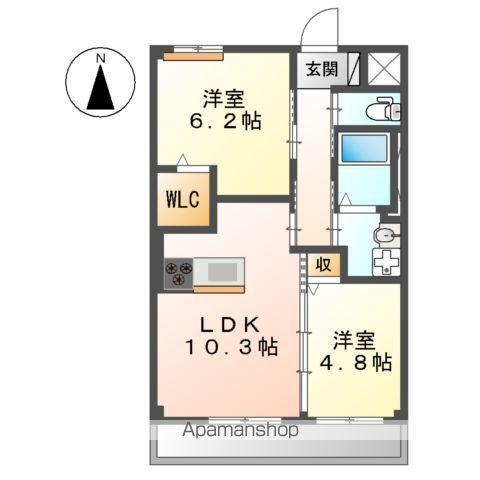 Sーユニヴァリ しんきょう(2LDK/2階)の間取り写真