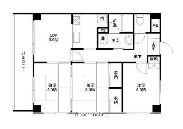 ハイム上所(3LDK/4階)の間取り写真