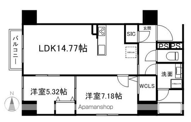 グラン・ドミール小田原山本丁(2LDK/8階)の間取り写真