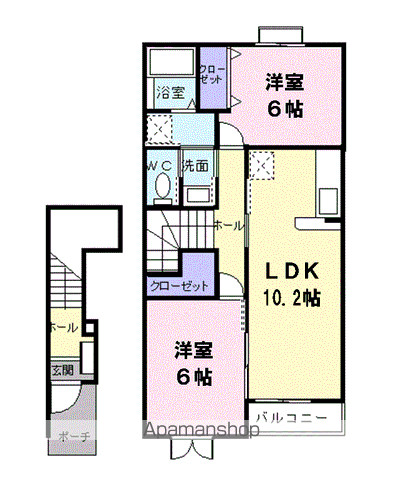 メゾン清里(2LDK/2階)の間取り写真