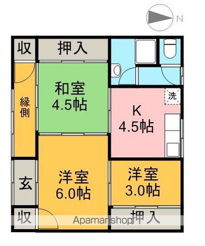 第二細木ハイツ 2棟(3K/1階)の間取り写真