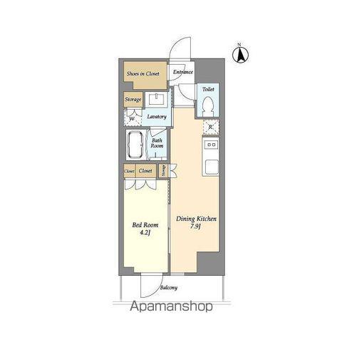 LASANTE 上野(1DK/11階)の間取り写真