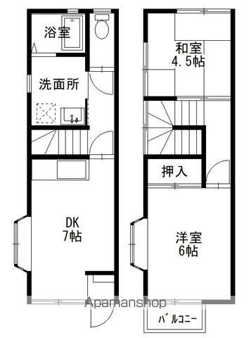 クレール美の浜 D(2DK/1階)の間取り写真