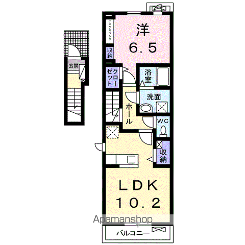 オリーブ巴町(1LDK/2階)の間取り写真