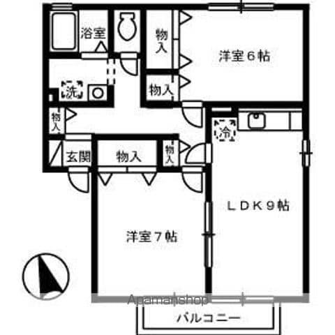リジェール東山崎 A・B(2DK/2階)の間取り写真