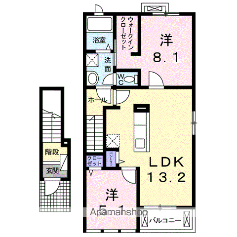 グランデリカ東松島(2LDK/2階)の間取り写真