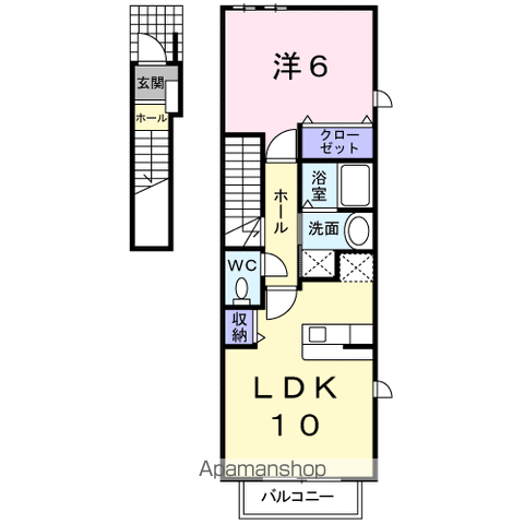 ベルパークA(1LDK/2階)の間取り写真