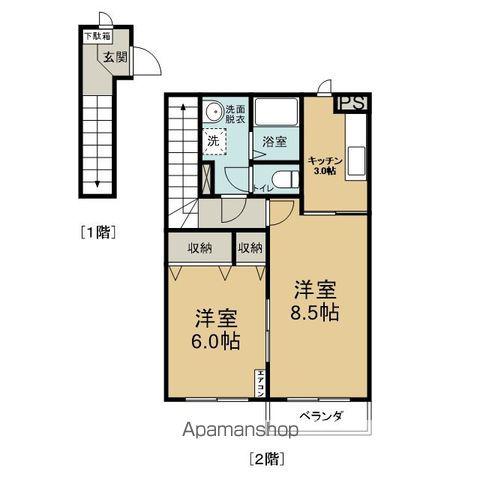 フルール(2K/2階)の間取り写真