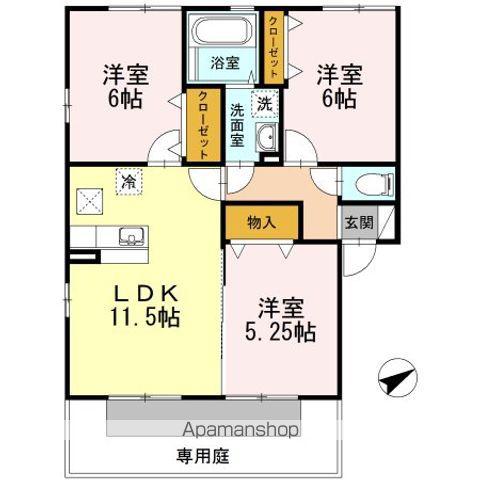 エルフローラ B棟(3LDK/1階)の間取り写真