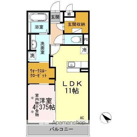 テルメ上山田(1LDK/2階)の間取り写真